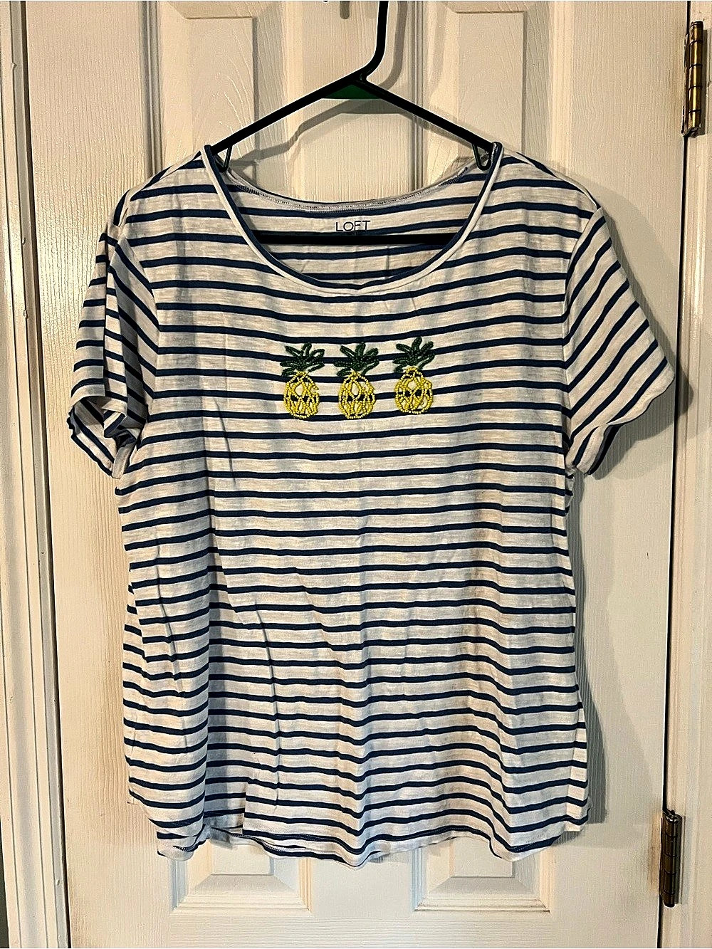LOFT Striped Pineapple Tee in White & Blue